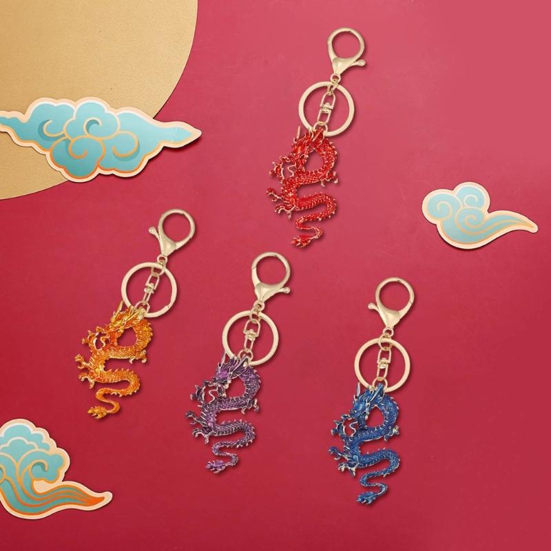 Eye Catching Key Chain Pendant Chinese Dragon Key Rings for Phones Crystal Decor