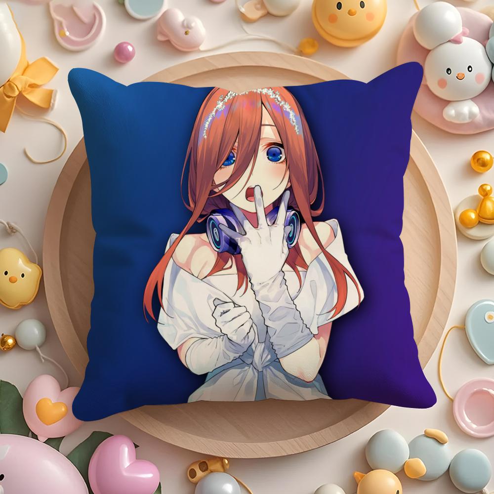 Q-Quintuplets Nakano Ichika Miku Cushion Cover Plush Fabric Soft Double-Sided Printed Sofa Warm Winter Home Gift Pillow Cover