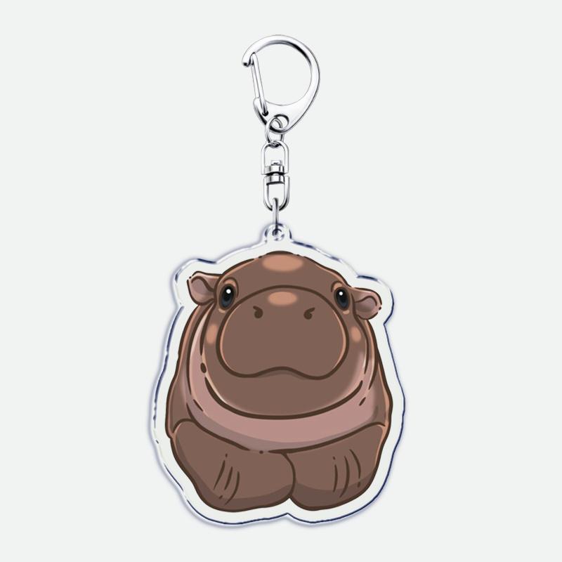 Funny Baby Hippo Cute Keychains Keyring for Accessories Bag Moo Deng Meme Pendant Keyring Jewelry Fans Gifts