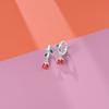 Red Series 925 Silver Apple Strawberry Cherry Rose Ladybug Wine Glass Earrings Fun Birthday Party Gifts