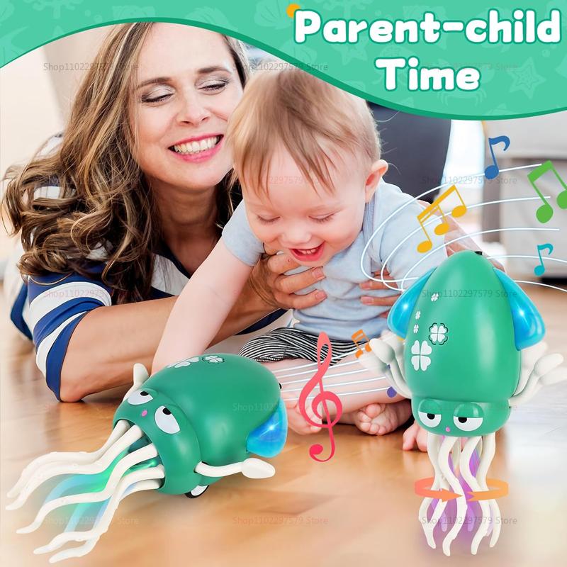 Kids Induction Electric Octopus Pet Crawling Toys for Toddlers Electronic Musical Pets Toddler Moving Obstacle Avoidance Gifts
