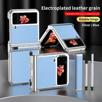 Shockproof S Pen Design Leather Case For Samsung Galaxy Z Flip4 Flip 4 Flip3 Flip 3 Zflip4 Non -Slip Cover For Samsung Flip4