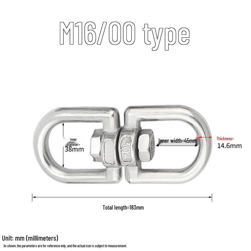 304 Stainless Steel Swivel Chain Shackle for Dog Chains and Connectors (M4, M5, M6, M8).