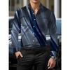 Men's Long-Sleeve Shirt with Streamlined Print, Line Art Style Elements, Blue-Gray Gradient, 3D Casual Shirt for Men