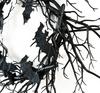 2025 New 45cm Halloween Wreath Bat Black Branch Wreaths With Red LED Light Wreaths For Doors Window Flower Garland Halloween Dec