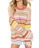 Azura Exchange Striped Knit Drop Shoulder Sweater