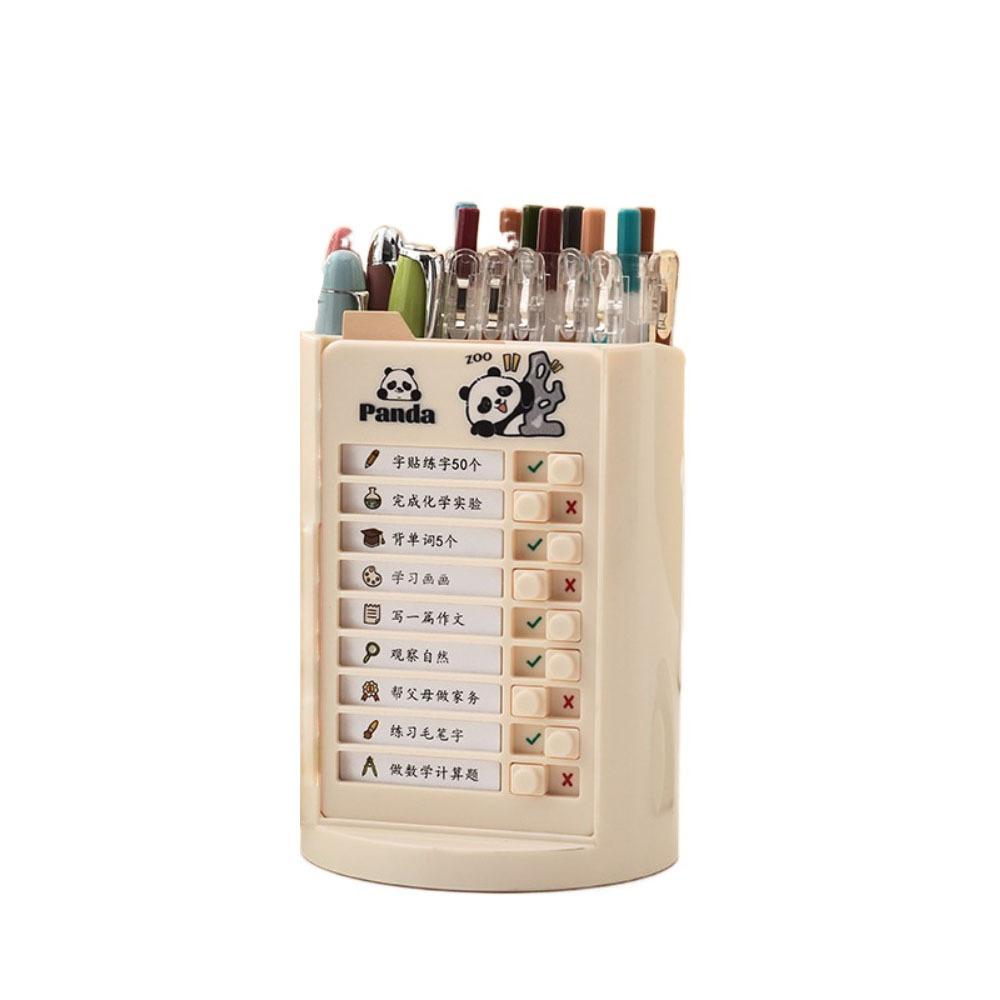 Self-discipline Punch 360° Rotating Pen Holder Schedule Memo Chores Checklist Makeup Brush Holder Large-capacity Plastic