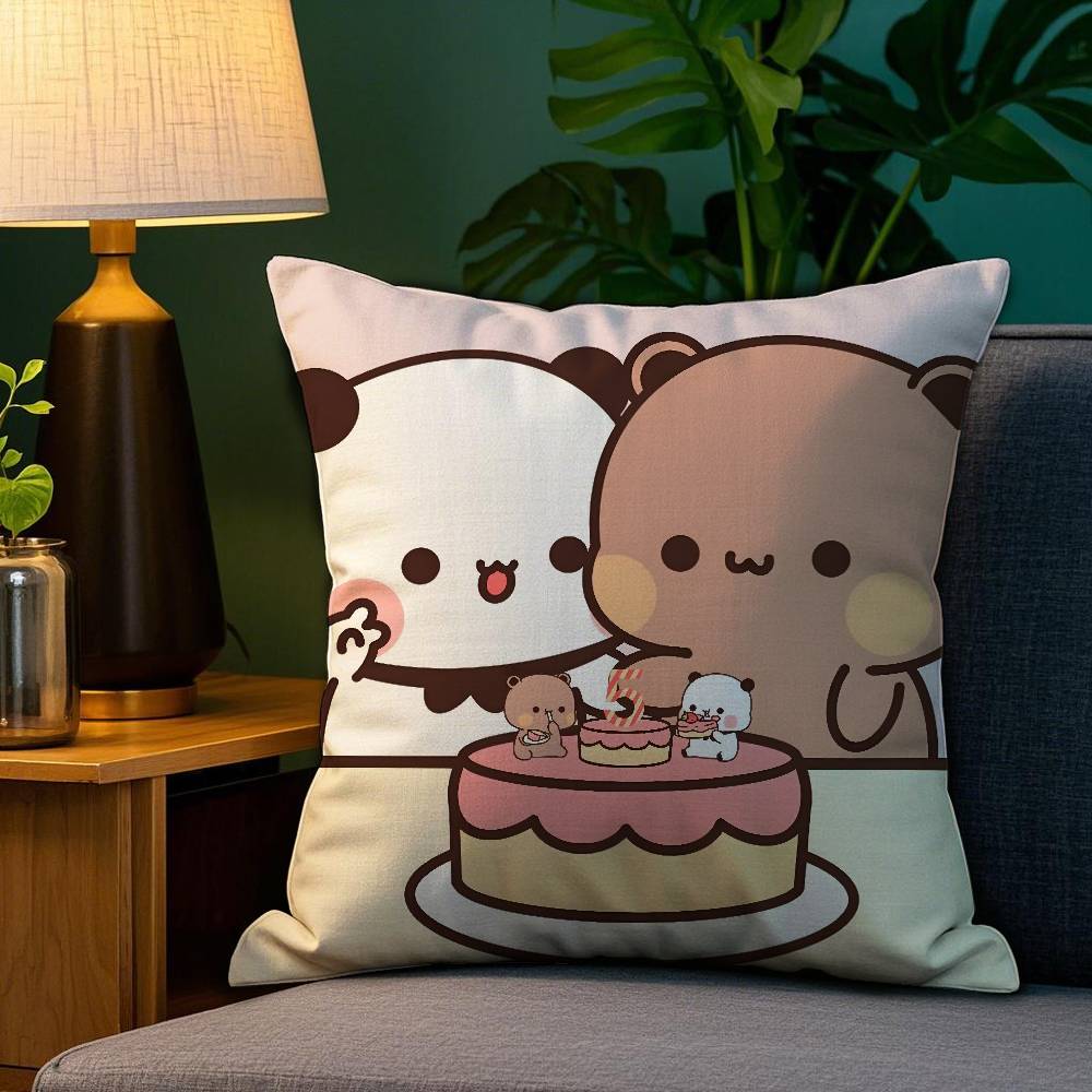 Panda B-Bubu D-Dudu Pillow Case Sofa Living Room Bedroom Double-sided Printing Square Cushion Nap Time Cushion Cover