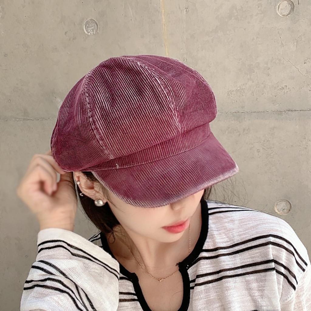 Retro Kord Achteckige Mütze für Damen Koreanischer Stil Trendig Literarische Alte Mütze Herbst und Winter Neu Japanischer Stil Malermütze