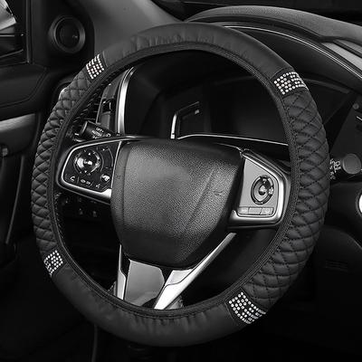 Elastic Four Seasons Steering Wheel Cover 38Cm Leather Embroidered Color Diamond-Studded Universal Car Steering Wheel Cover