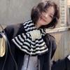 Striped Cross Scarf Women'S Autumn And Winter Korean Lazy Pullover Wool Scarf Versatile  Scarf