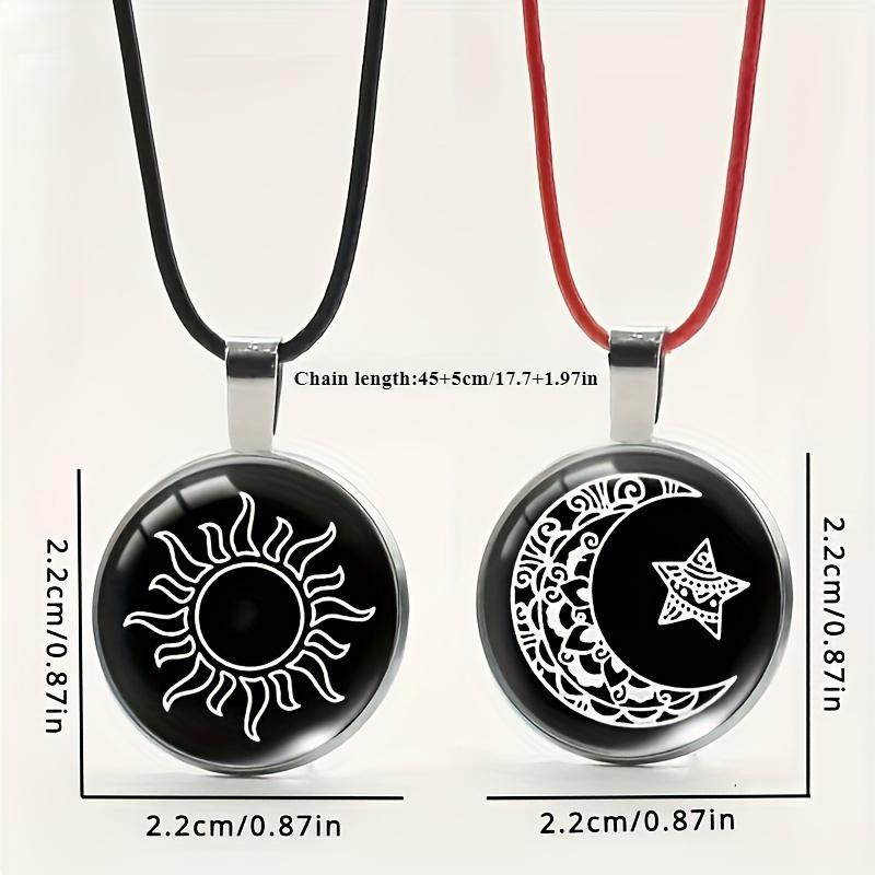 Luminous Sun Moon Couple Necklace Set Romantic Glow In The Dark Pendant Jewelry Gift For Women Men Friendship