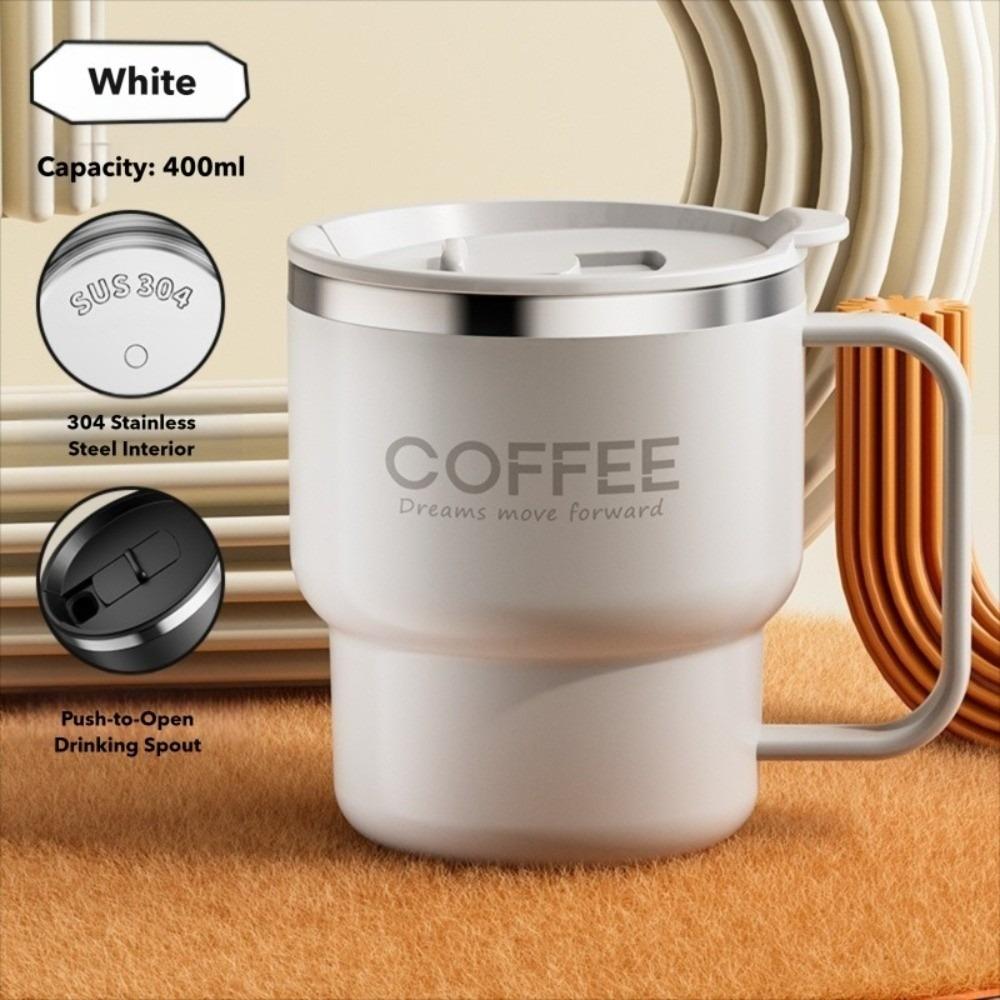 304 Stainless Steel Insulated Coffee Cup with Handle with Lid Water Cup Double Wall Insulated Anti Scalding Drinking Cup