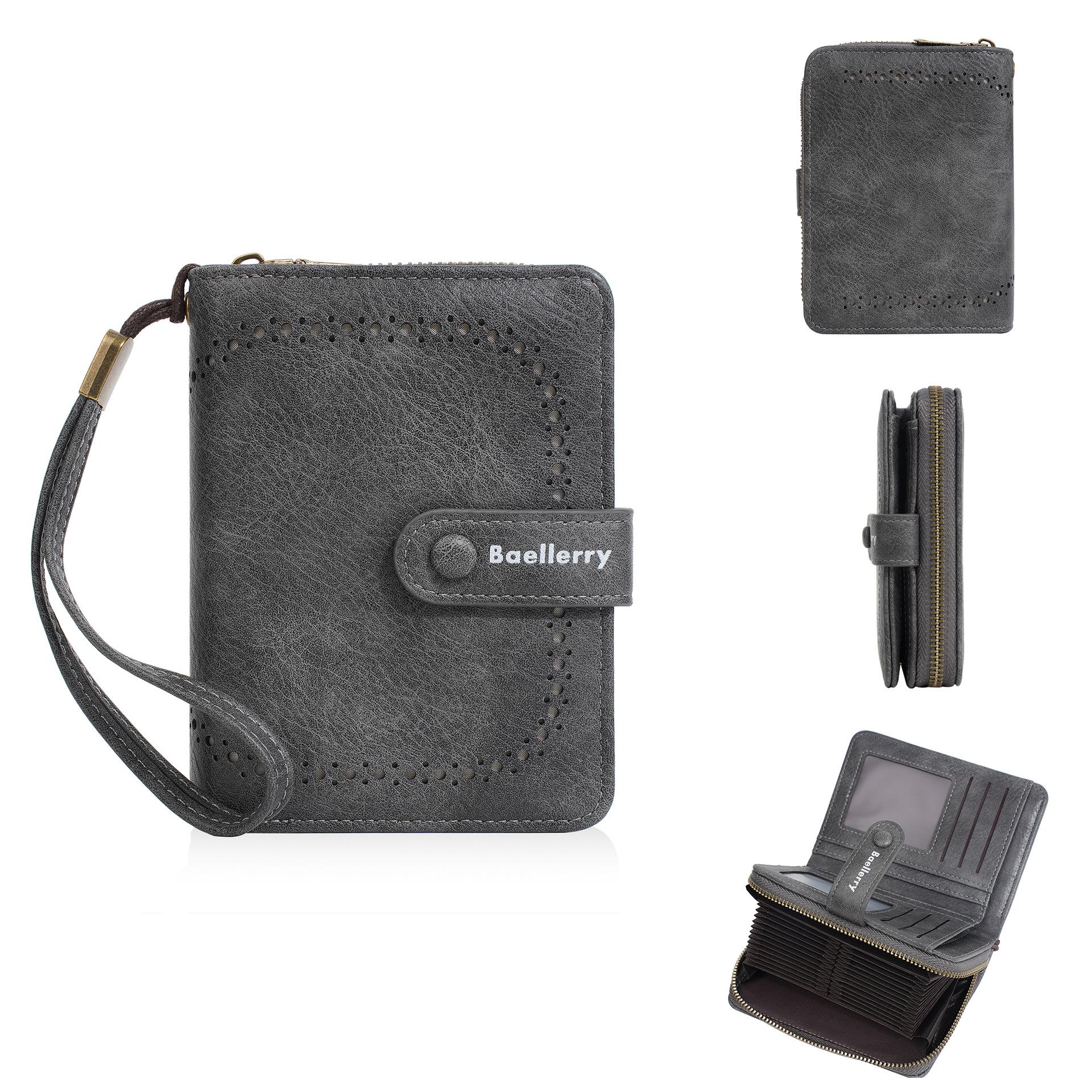 

Card bag, ID storage bag, fashionable wrist strap, multi-functional wallet, large capacity, multi-card position, advanced sense card bag, female. one size темно-сірий