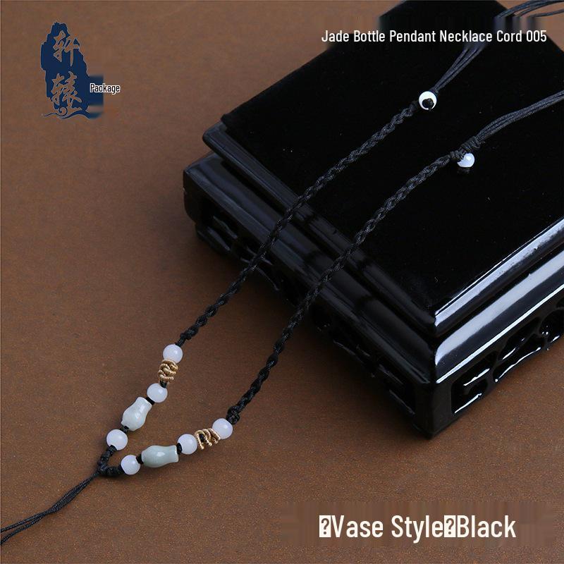 Adjustable Red Rope Jade Pendant Necklace for Men & Women with Round Beads - Semi-finished