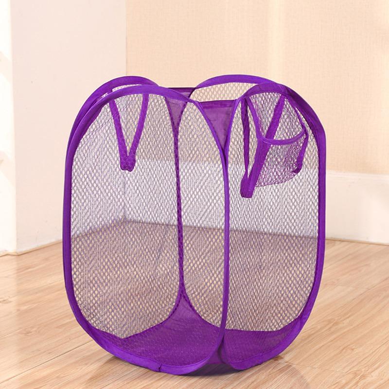 Foldable Mesh Laundry Basket With Durable Handles Strongly Frame Laundry Basket