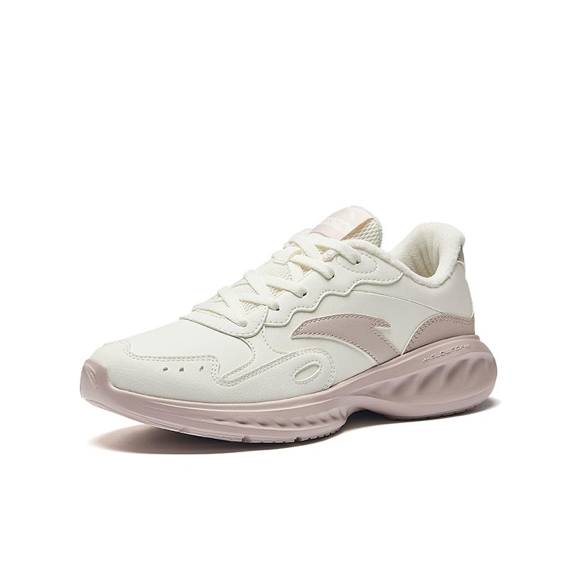 Anta Minimalist Comfortable Fleece Lined Non-Slip Warm Low-Top Casual Running Shoes Women sneaker White Pink 922445571-10