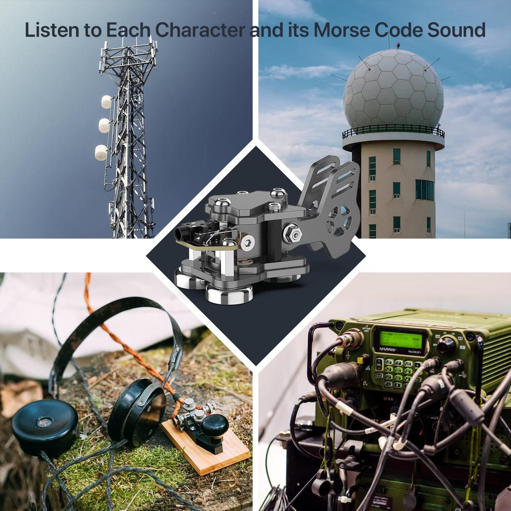 Amateur Radio Key Morse Code Practice Machine Radio HAM Transmitting Telegraph Double Paddle Morse Code Key Aluminum Body 3 Neodymium Magnet Base for