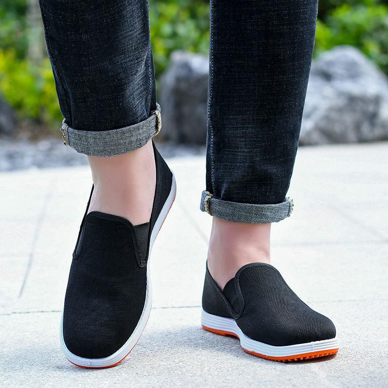 Cloth shoes beef tendon sole black cloth shoes soft sole non-slip wear-resistant breathable medium casual low-top single shoes