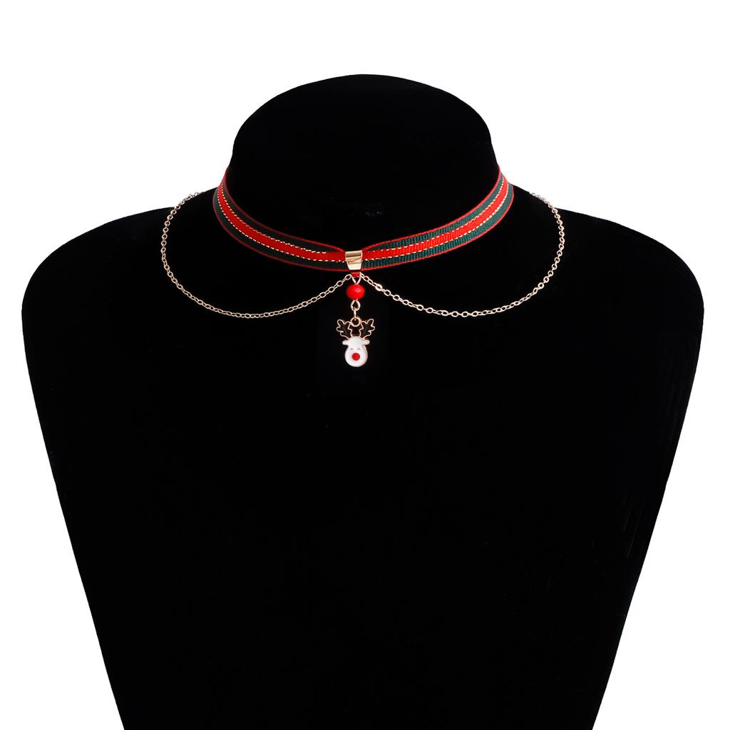 Ornament Christmas Gift Cartoon Drip Santa Necklace Webbing Necklace Christmas