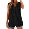 Sleeveless V Neck Button Down Blouse for Women with Pleated Front Design Casual Loose Fit Lightweight Top