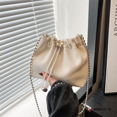 Foreign Style Chain Bucket Bag Women's Summer New Trendy Fashion Chain Bag High Sense Sweet Versatile Messenger Bag
