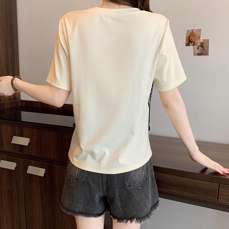2026 Summer Plus Size Lace Vest Two-Piece Women's Short Sleeve T-Shirt