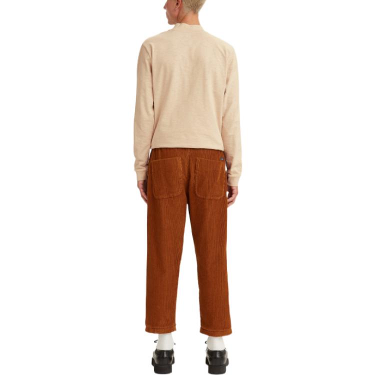 Levis Solid Color Lace-Up Loose Straight Leg Casual Pants Men Bottoms Brick-Red 17614-0004