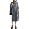 Kapuzenpullover Lang Hoch Gepunktet Retro mit Plus Elegant Maxi Lässig Locker Alltag Winter [CCGGOWMM] Damenkleid, Ärmel, Hals, Muster, Stil, Taschen,