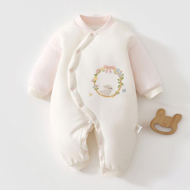 Winter-Ready Baby Bodysuit: 120g Thick Cotton Padded Romper, Pure Cotton Crawling Suit