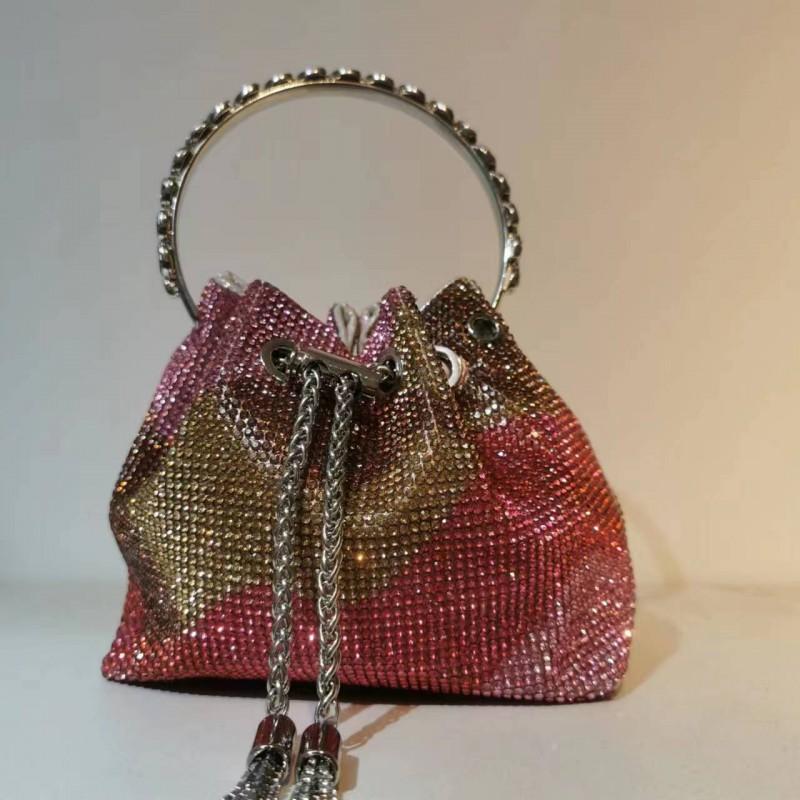 2026 Womens Crystal-Embellished Crossbody Bag Fringe Detail Small Square Shoulder No Top Handle