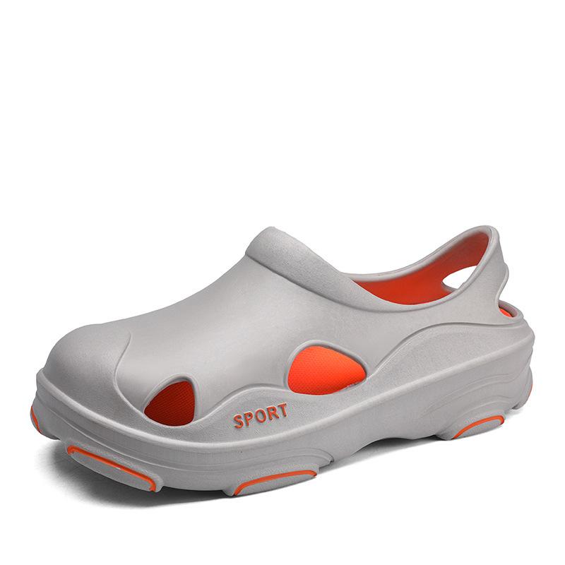 Stepping on shit hole shoes men's summer wear thick-soled wear-resistant beach sandals trendy men's outdoor two-color slippers