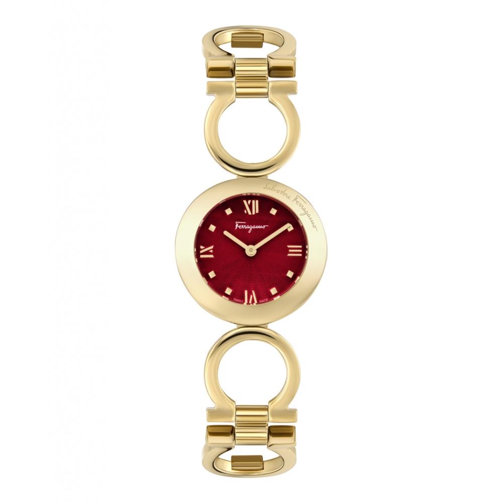 

Salvatore Ferragamo Gancino Bracelet Watch Gold Gold Red