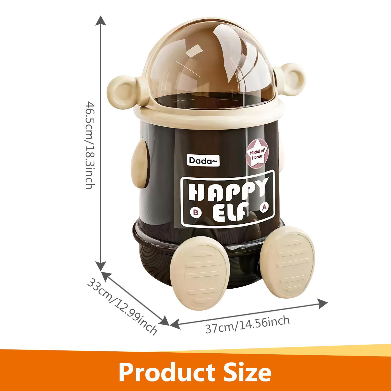 

Robot Trash Can with Swing Lid Plastic Garbage Can Creative Waste Basket Storage Bin for Home Bedroom Kitchen Dressing Office