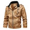 Autumn and Winter Men Stand Collar Washed Motorcycle Pu Leather Coat Large Size Casual Leather Jacket Men