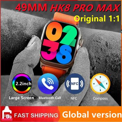 Oryginalny inteligentny zegarek Hk8 Pro Max dla mężczyzn seria 8 49 mm 2,2 cala o wysokiej odświeżalności RTAE ekran NFC kompas gra smartwatch dla Apple iPhone