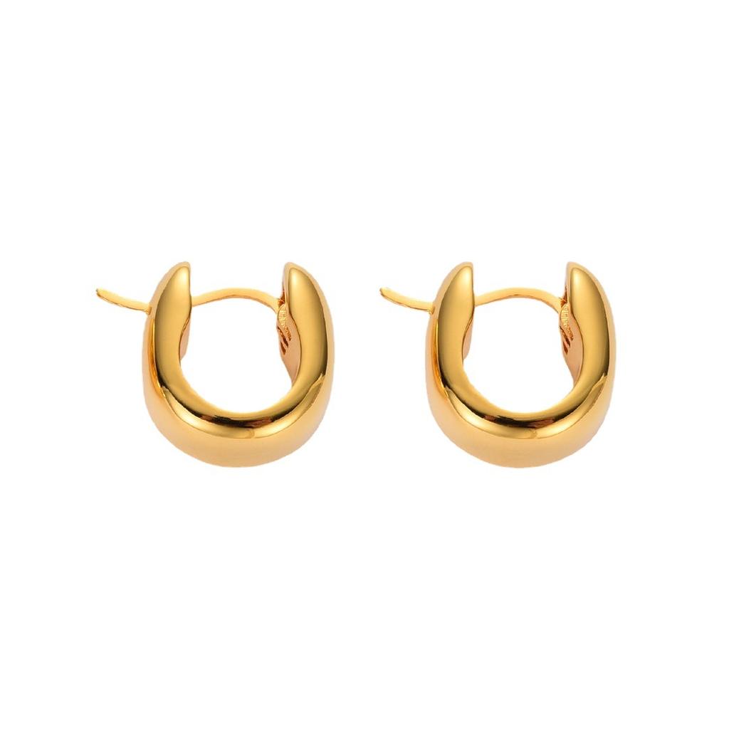 Premium Sense Metal Smooth Surface Simple Versatile Earrings Ear Buckles Niche Design Light Luxury Minimalist Earrings