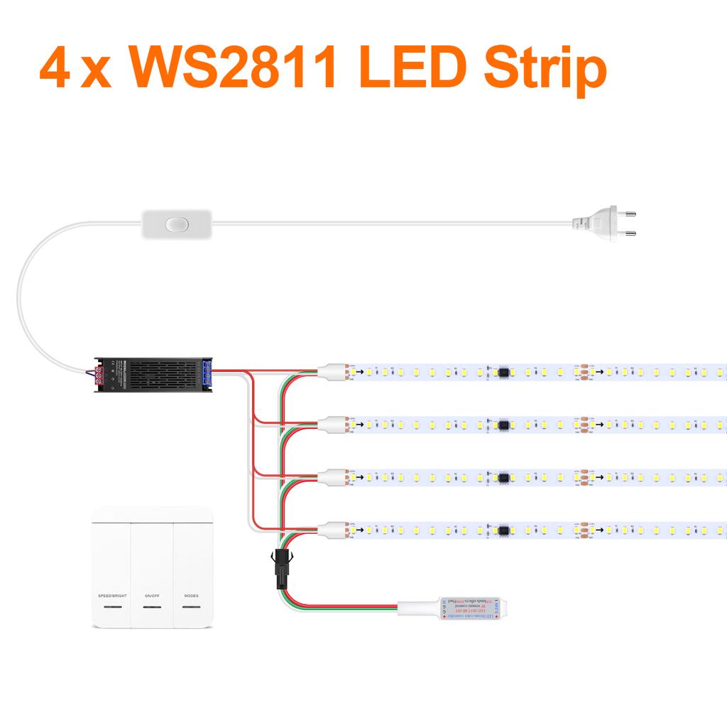 Smart Addressable1-4pcs LED Strip Light 5m 10m Running Water Flow Chasing WS2811 LED Tape For Room Ceiling Cabinet Wall Decor
