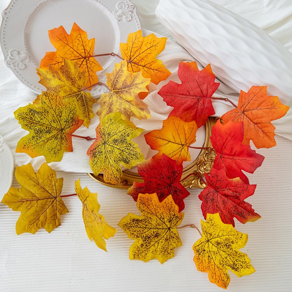 Artificial Plant Flowers Silk Maple Leaf Halloween Christmas Decor Wreath Home Room Scrapbook Decoration Garden Wedding Ornament
