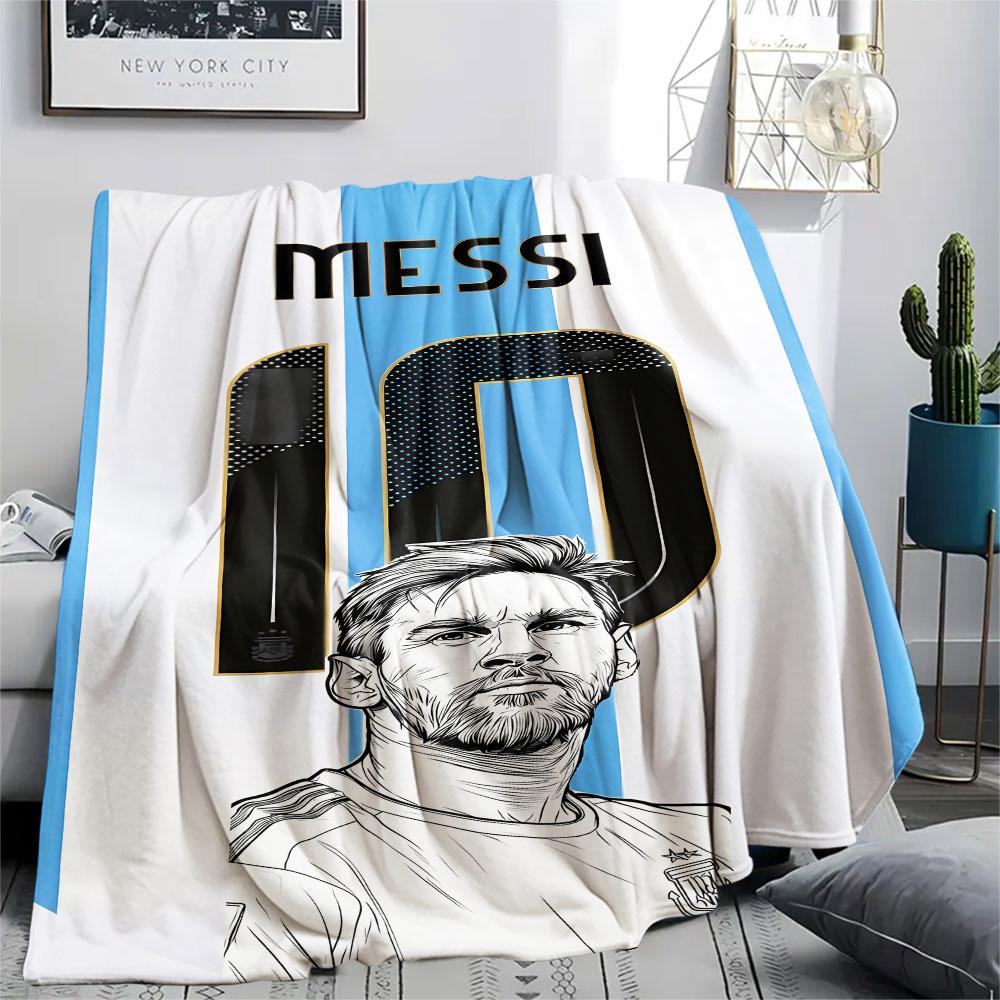 1PC Messi Patterned Flannel Blanket Suitable For All Seasons for Home Decor Warmth and Comfort Gifts Holiday Present