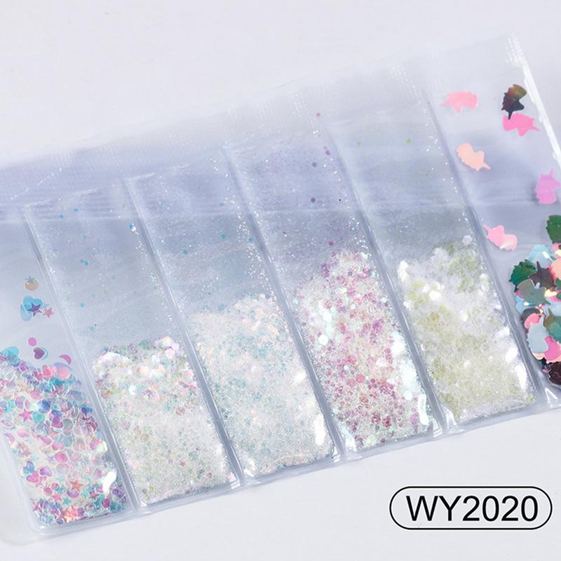 6 Grids/Bag Nail Art Sequins Colorful Nail Polish Flakes Foils For Manicures