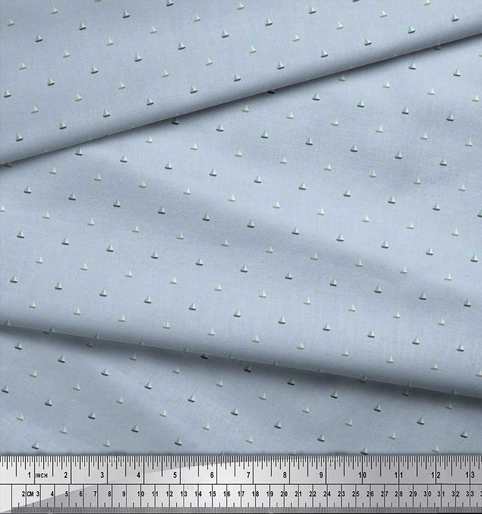 Soimoi Japan Crepe Satin Fabric Sailboat Shirting Fabric Prints By metre 42 Inch