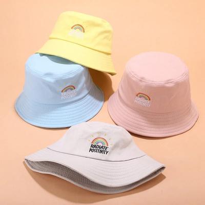New Unisex Foldable Embroidered Bucket Hat Rainbow Print Outdoor Sunscreen Cap Fisherman Hats Hats for Women Bucket Hat