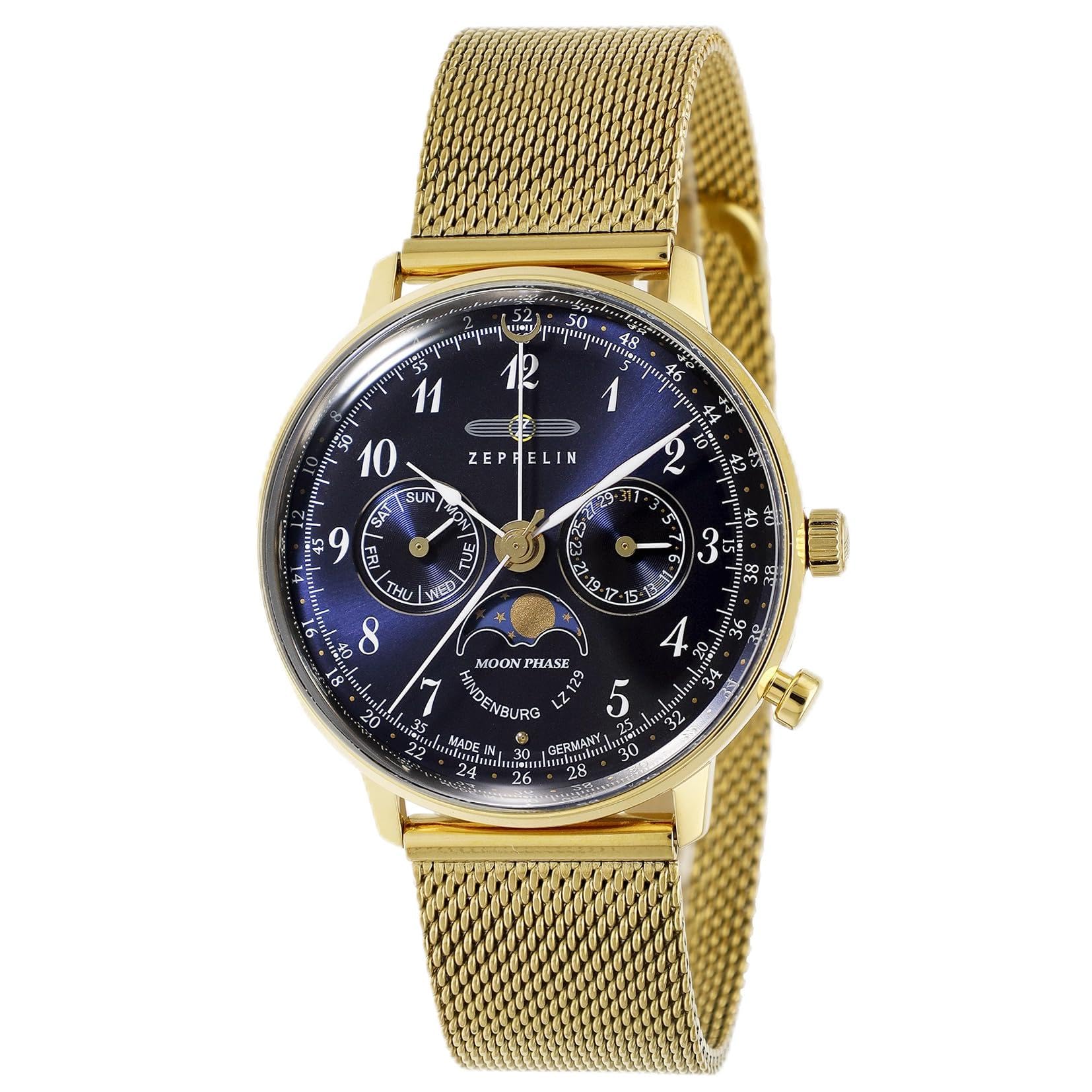 

Casual Watch LZ129 Hindenburg Moon Phase Yellow Gold [Zeppelin] 7039-M2 Women s [Item] темно-синього кольору