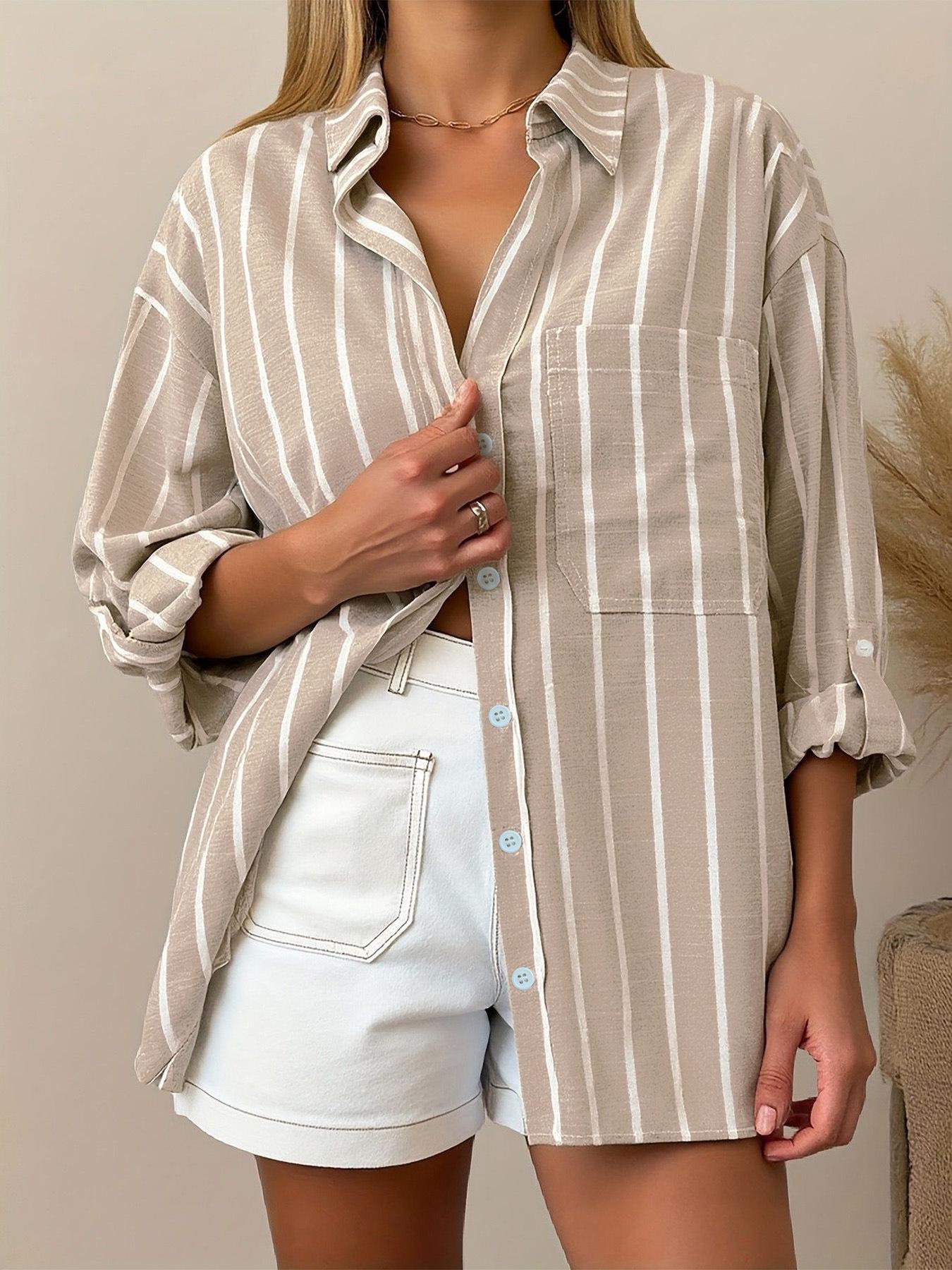 

2025 Autumn New Arrival: Long Sleeve Lapel Shirt (PJ0304/PJ0305) XXL