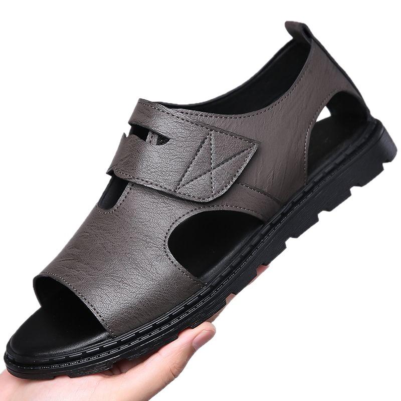 2025 Sandals Men's New Casual Roman Shoes Soft-soled Non-slip Beach Shoes Leather Sandals Sandals