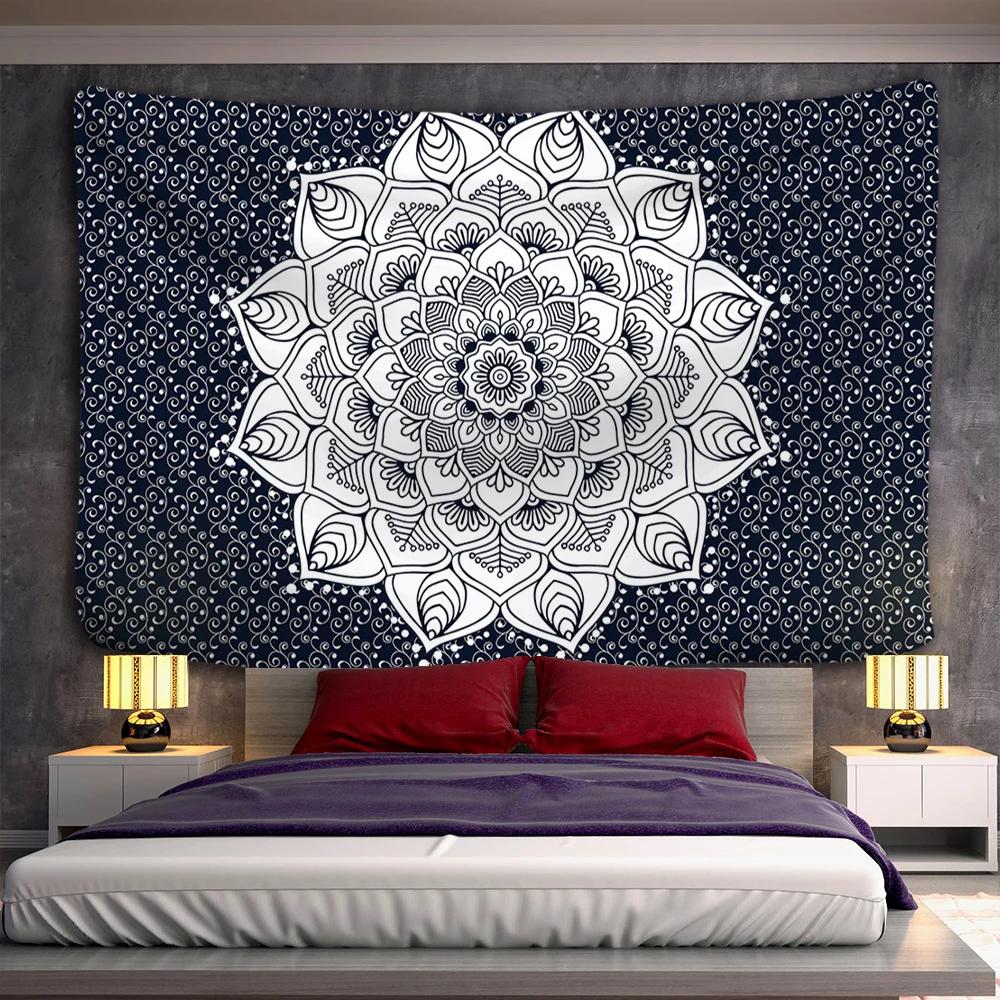 Mandala Tapestry Wall Hanging Boho Decor Wall Cloth Tapestries Psychedelic Hippie Night Moon Tapestry Mandala Wall Carpet