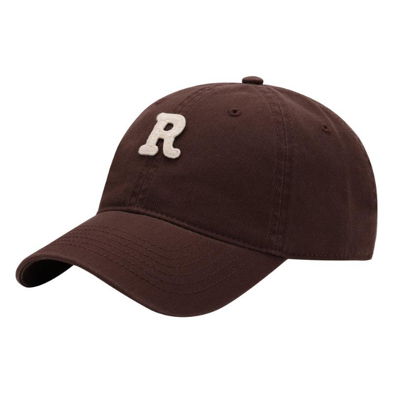 Versatile face small R letter baseball cap curved brim sunshade autumn and winter new trendy widened sunscreen cap