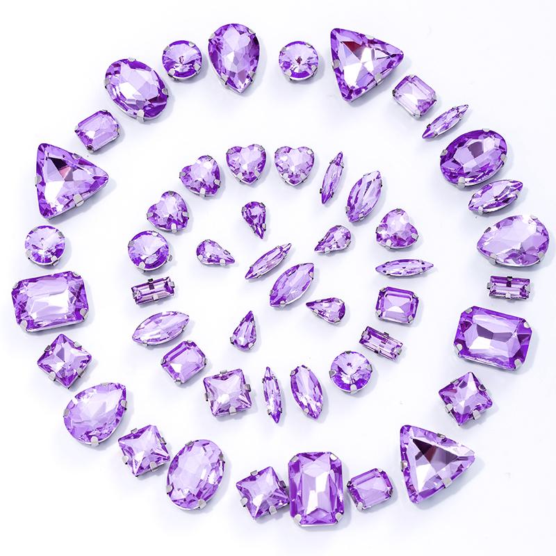 Sliver Claw Rhinestones Setting Shape Mix Clear Jelly Candy AB Glass Crystal Sew On Rhinestone Wedding Dress Shoes Bags DIY Trim