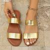 Flat-bottomed slippers women's spring and summer new solid-color round head outer wear casual large-size foot sandals women